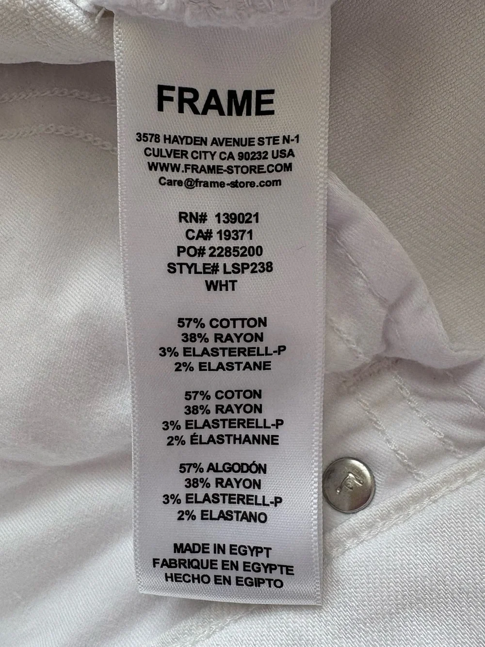 Frame Le Slim Palazzo Denim White Size 26 Blanc Full Length Jeans - Picture 10 of 10